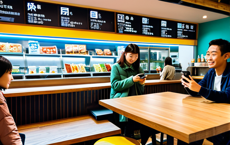 한글 맞춤법 변화 과정 - **

A diverse group of young people in a modern Tokyo cafe, dressed in casual, modest clothing. Some...