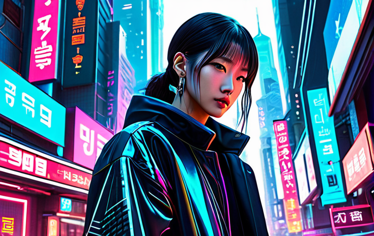 한글과 NFT 아트 - **

"Digital art featuring stylized Hangul characters, neon color palette, cyberpunk aesthetic, intr...