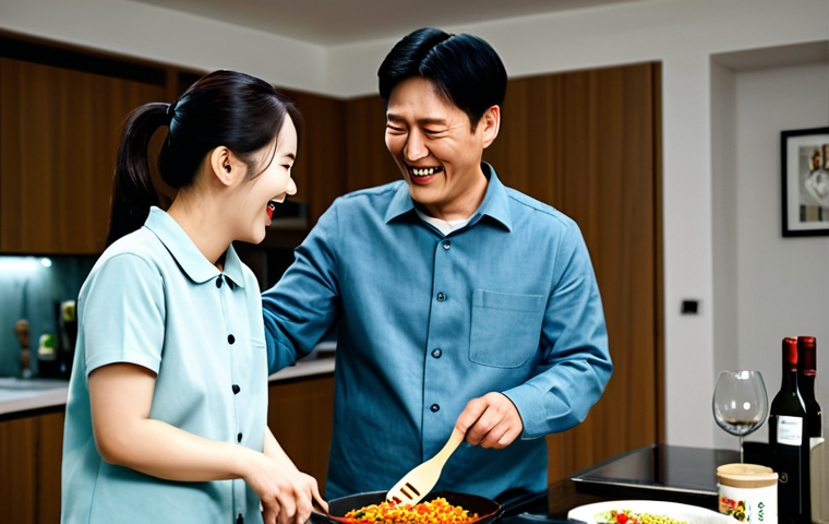 한글과 웹툰 - K-Drama Inspired Scene**

"A heartwarming scene in a modern Korean apartment, a fully clothed family...