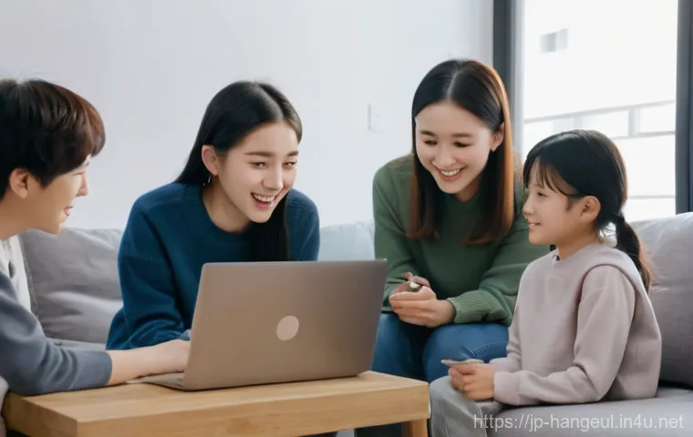 한글을 활용한 교육 콘텐츠 - A cheerful young woman in her late teens or early twenties, sitting comfortably at a modern cafe tab...